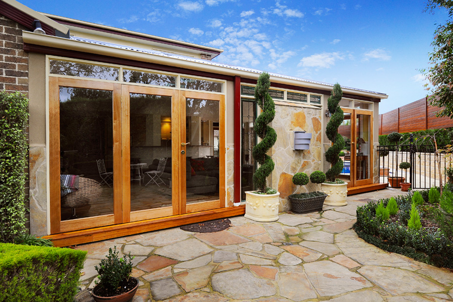 Access from French doors to luxury landscaped gardens